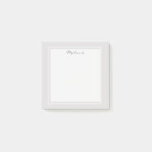 Post-it® Bordure blanche argent gris clair moderne Script (Devant)