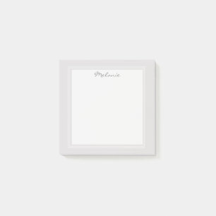 Post-it® Bordure blanche argent gris clair moderne Script