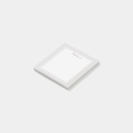 Post-it® Bordure blanche argent gris clair moderne Script (Incliné)