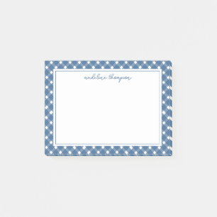Post-it® Bordure bleue de la marine légère de base En vichy