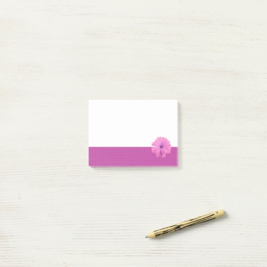 Post-it® Bordure circulaire rose Fleur (Sur un bureau)