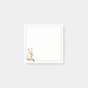 Post-it® Bordure claire Chat beige mignon avec cône de crèm