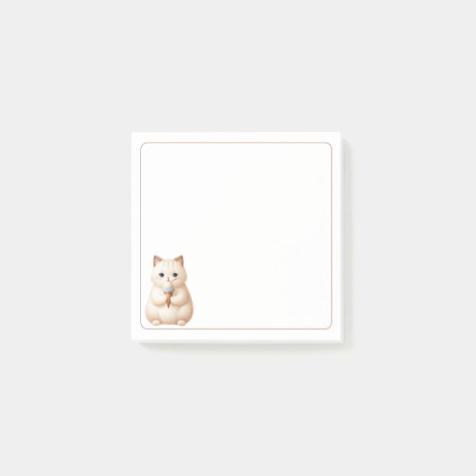 Post-it® Bordure claire Tan Beige Cute Chat Ice Cat Cône (Devant)
