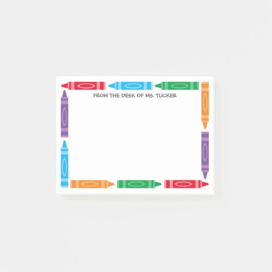 Post-it® Bordure Crayon mignonne du bureau de l'enseignant  (Devant)