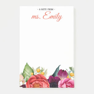 Post-it® Bordure d'aquarelle bleu Boho personnalisée