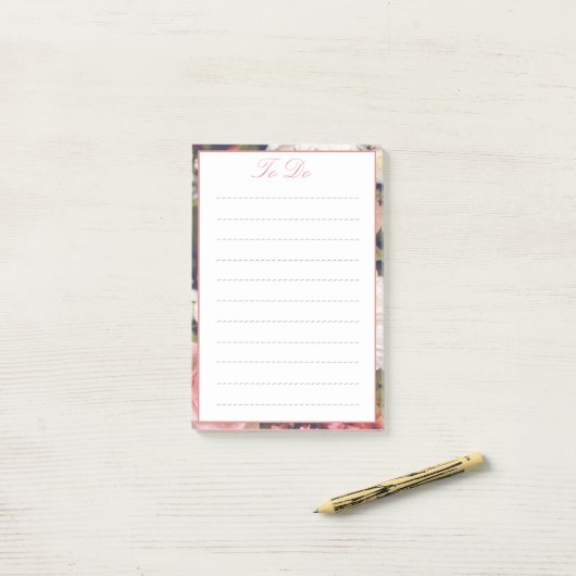 Post-it® Bordure de fleurs romantiques à faire (Sur un bureau)