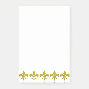 Post-it® Bordure de Lys Doré + votre texte & arrière-plan