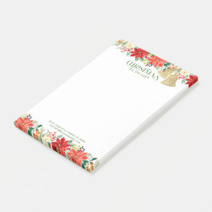 Post-it® Bordure de Noël Poinsettia et de cloches d'or