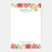 Post-it® Bordure de Noël Poinsettia et de cloches d'or (Devant)