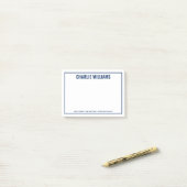 Post-it® Bordure de nom bleu foncé moderne (Sur un bureau)