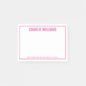 Post-it® Bordure de nom rose vif moderne (Devant)