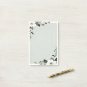 Post-it® Bordure de superposition de fleurs en vert sauge (Sur un bureau)