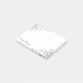 Post-it® Bordure de verdure florale Monogramme Nom (Incliné)