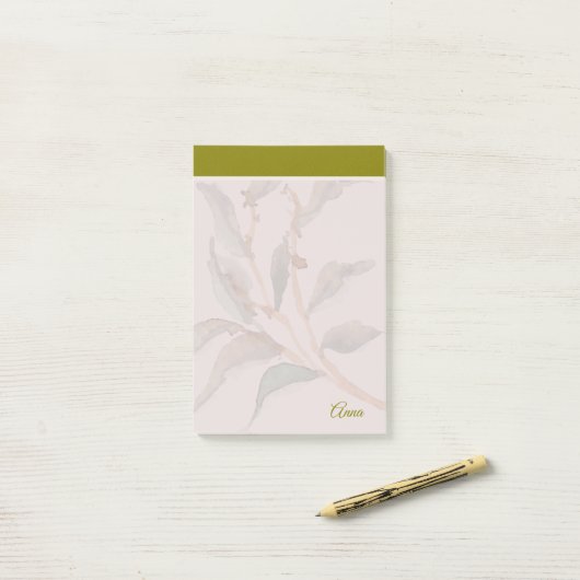 Post-it® Bordure de verdure naturelle de script personnalis (Sur un bureau)