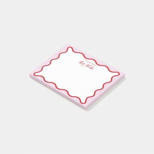 Post-it® Bordure de Zigzag rouge rouge rose vif (Incliné)