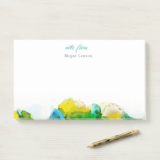 Post-it® Bordure d'encre vive moderne Note de conception (Sur un bureau)