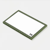 Post-it® Bordure en bande noire verte d'olive | Monogramme (Incliné)