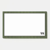 Post-it® Bordure en bande noire verte d'olive | Monogramme (Devant)