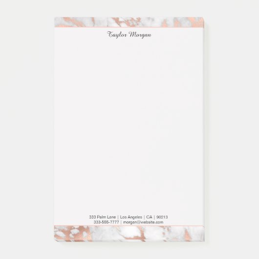 Post-it® Bordure en marbre blanc et Rose or, nom/informatio (Devant)