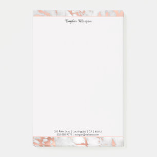 Post-it® Bordure en marbre or rose et blanc, nom/informatio