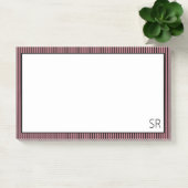 Post-it® Bordure en or noir rose | Monogramme (Bureau)