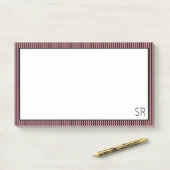 Post-it® Bordure en or noir rose | Monogramme (Sur un bureau)