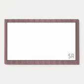 Post-it® Bordure en or noir rose | Monogramme (Devant)