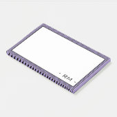 Post-it® Bordure en rayures pastel violet noir | Monogramme (Incliné)