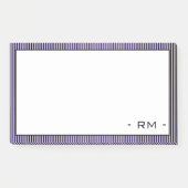 Post-it® Bordure en rayures pastel violet noir | Monogramme (Devant)