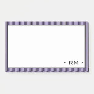 Post-it® Bordure en rayures pastel violet noir Monogramme