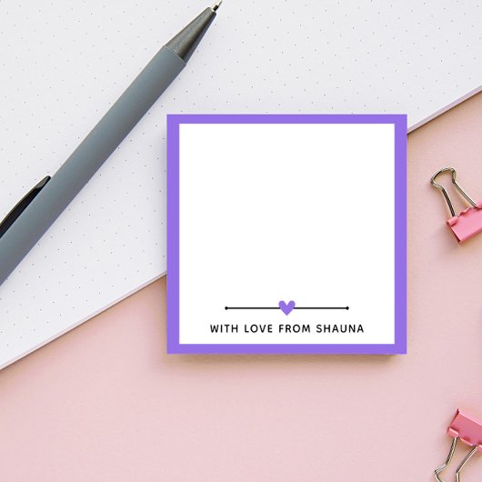 Post-it® Bordure et coeur pourpre avec amour de