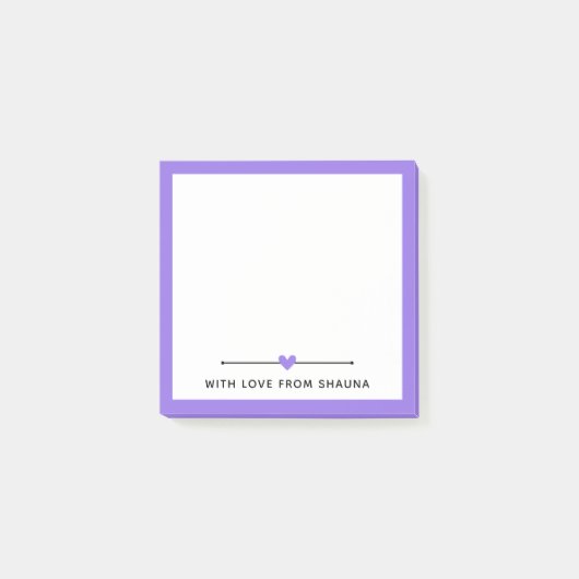 Post-it® Bordure et coeur pourpre avec amour de (Devant)