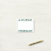 Post-it® Bordure Eucalyptus personnalisée doublée (Sur un bureau)