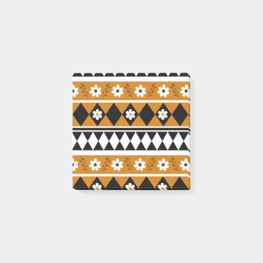 Post-it® Bordure Fleur Diamant Boho Motif Floral (Devant)