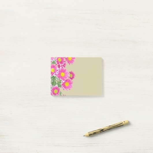 Post-it® Bordure Fleurs Faisy Roses Fraîches (Sur un bureau)