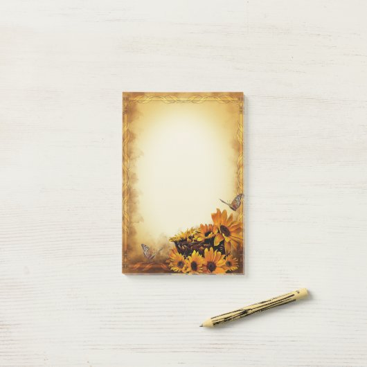 Post-it® Bordure florale 5 (Sur un bureau)