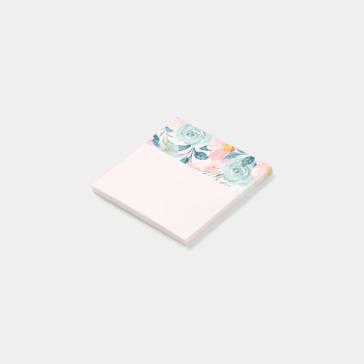 Post-it® Bordure florale rose et verte (Incliné)