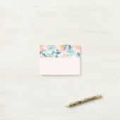 Post-it® Bordure florale rose et verte (Sur un bureau)