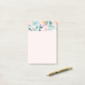 Post-it® Bordure florale rose et verte (Sur un bureau)