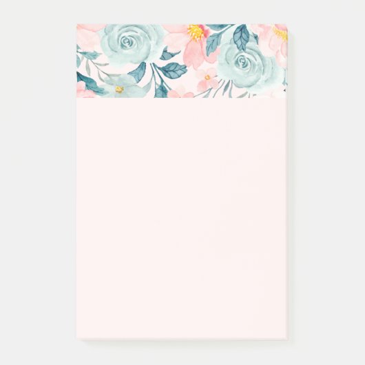 Post-it® Bordure florale rose et verte (Devant)