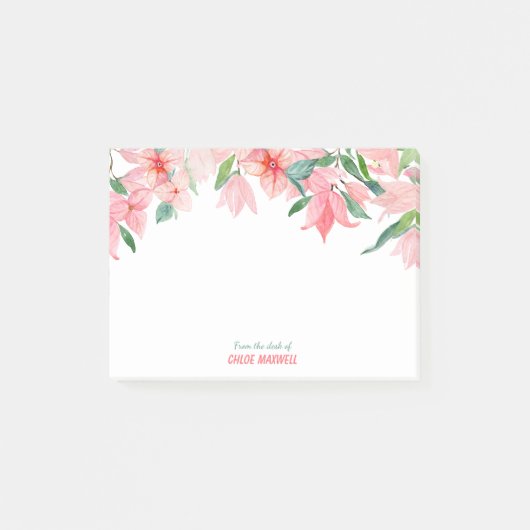 Post-it® Bordure florale rose vert (Devant)