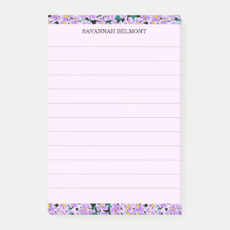 Post-it® Bordure Florale Violette Élégante Personnalisée Li
