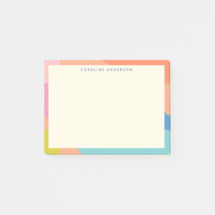 Post-it® Bordure géométrique colorée Nom personnalisé