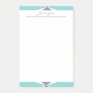 Post-it® Bordure géométrique moderne turquoise personnalisa