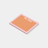 Post-it® Bordure Gingham Rose Orange Nom En Écriture Cool (Incliné)