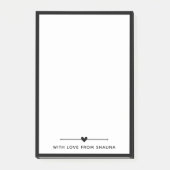 Post-it® Bordure Noire & Coeur Avec Amour Du Nom (Devant)
