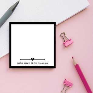 Post-it® Bordure Noire & Coeur Avec Amour Du Nom