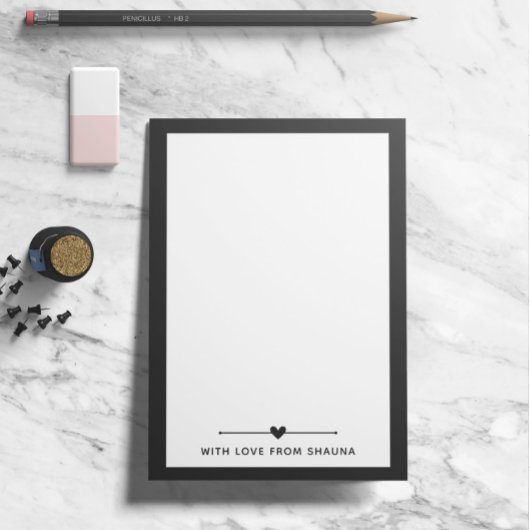 Post-it® Bordure Noire & Coeur Avec Amour Du Nom