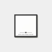 Post-it® Bordure Noire & Coeur Avec Amour Du Nom (Devant)