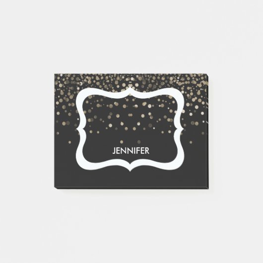 Post-it® Bordure noire et blanche personnalisée avec Partie (Devant)